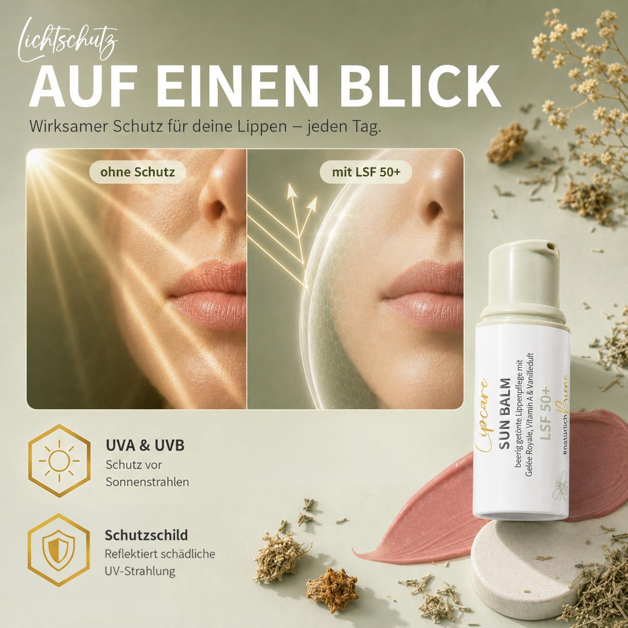 Lip Care Set I Bee Balm & Sun Balm - Sonennschutz für deine Lippen und feuchtigkeitsspendende Formel mit Manuka Honig