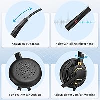 Vista 5 de Auriculares para teléfono de 0.098 in con micrófono con cancelación de ruido e interruptor de silencio, auriculares de teléfono de ajuste cómodo