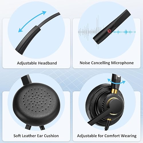 Miniatura 5 de Auriculares para teléfono de 0.098 in con micrófono con cancelación de ruido e interruptor de silencio, auriculares de teléfono de ajuste cómodo