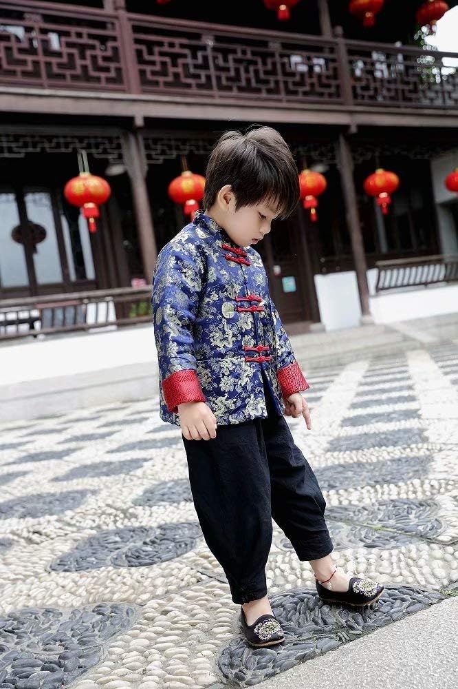 Hooyi Boys Chinese Traditional Costume Clothes Kids Quilted Coat Chinese Outfit Spring Festival Boy's Outerwear