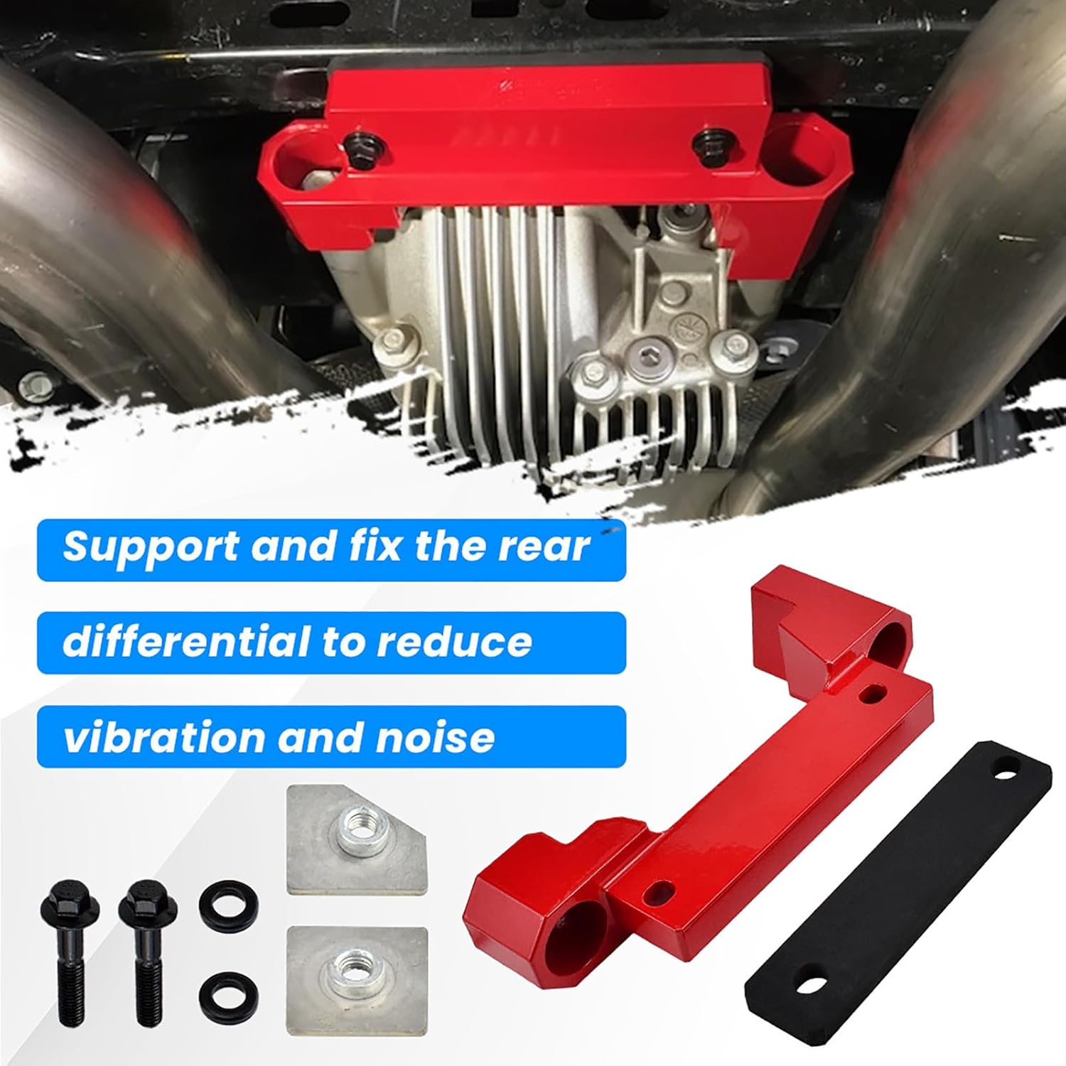 Billet Rear Differential Brace Compatible with 2015-2023 Dodge Charger RED