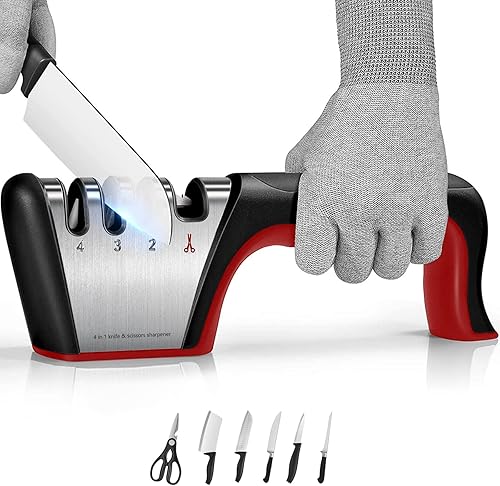 Afilador de cuchillos 4 en 1 4 etapas, hoja de pulido de calidad original, la mejor herramienta de cocina para cuchillos de pelar, cuchillos de