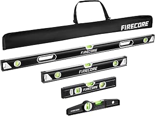 4-Piece Shockproof Spirit Level Set with Enhanced Magnetic Hold | 48" 24" 12" 10" Aluminum Box Leveler Tool with 45/90/180 Shock-Resistant Bubble Vial, Construction Levels for Picture Hanging