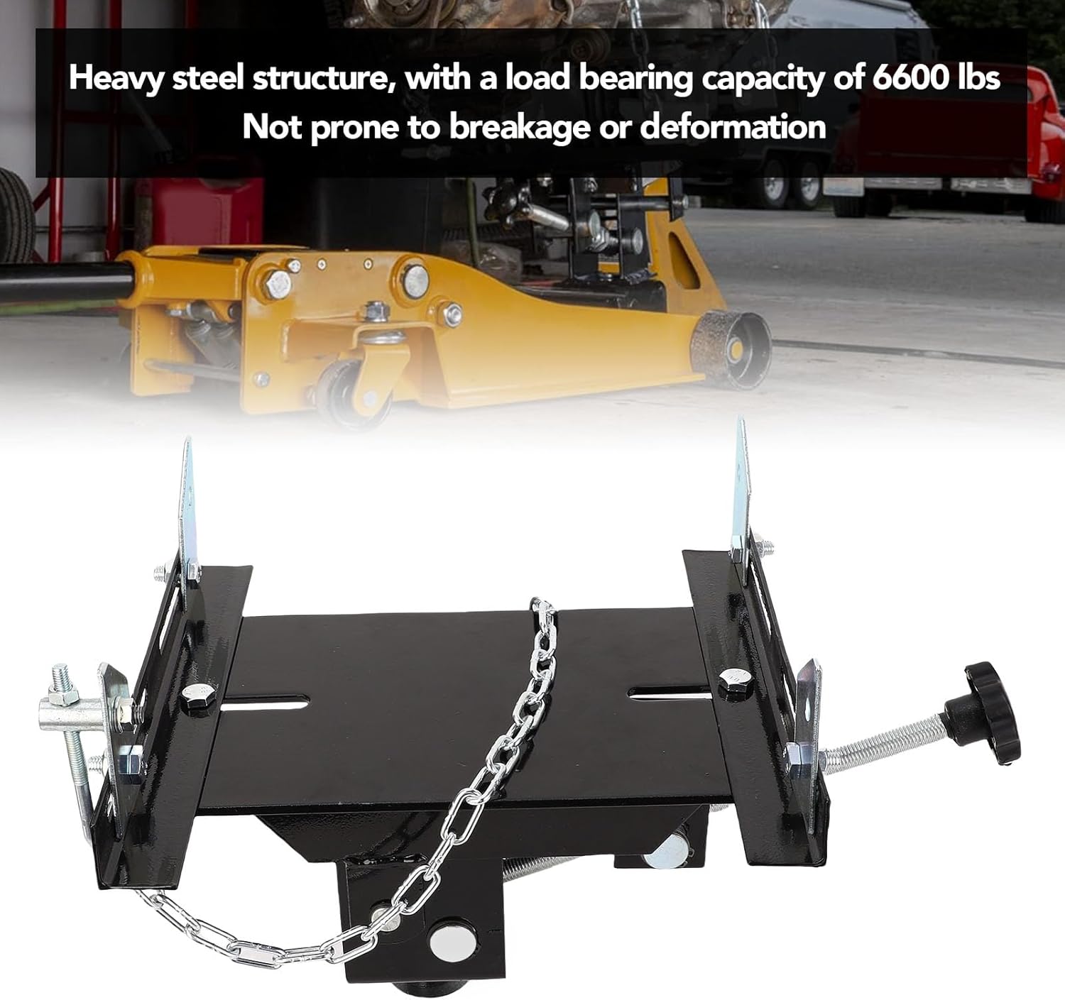 Qqmora Heavy Duty Transmission Jack Adapter High Strength Steel 6600lbs Load Capacity for Passenger Car Light Truck Transmission Removal Installation Auto Repair Workshop Mechanic