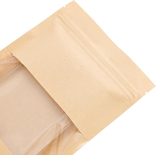 Miniatura 7 de QQ Studio Paquete de 100 sobres planos de papel kraft de calidad alimentaria con ventana transparente para regalos de fiesta de dulces de San