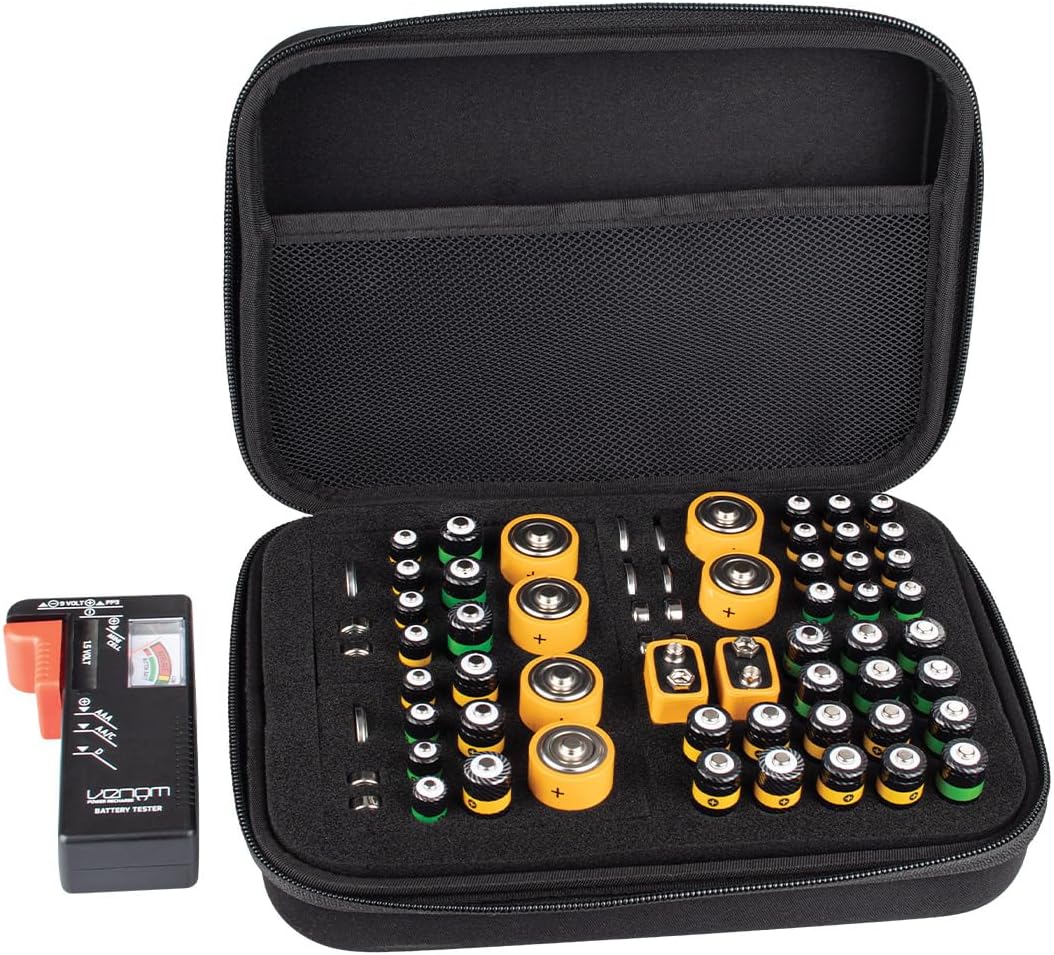 Venom Battery Storage Case and Organiser with Battery Charge Tester