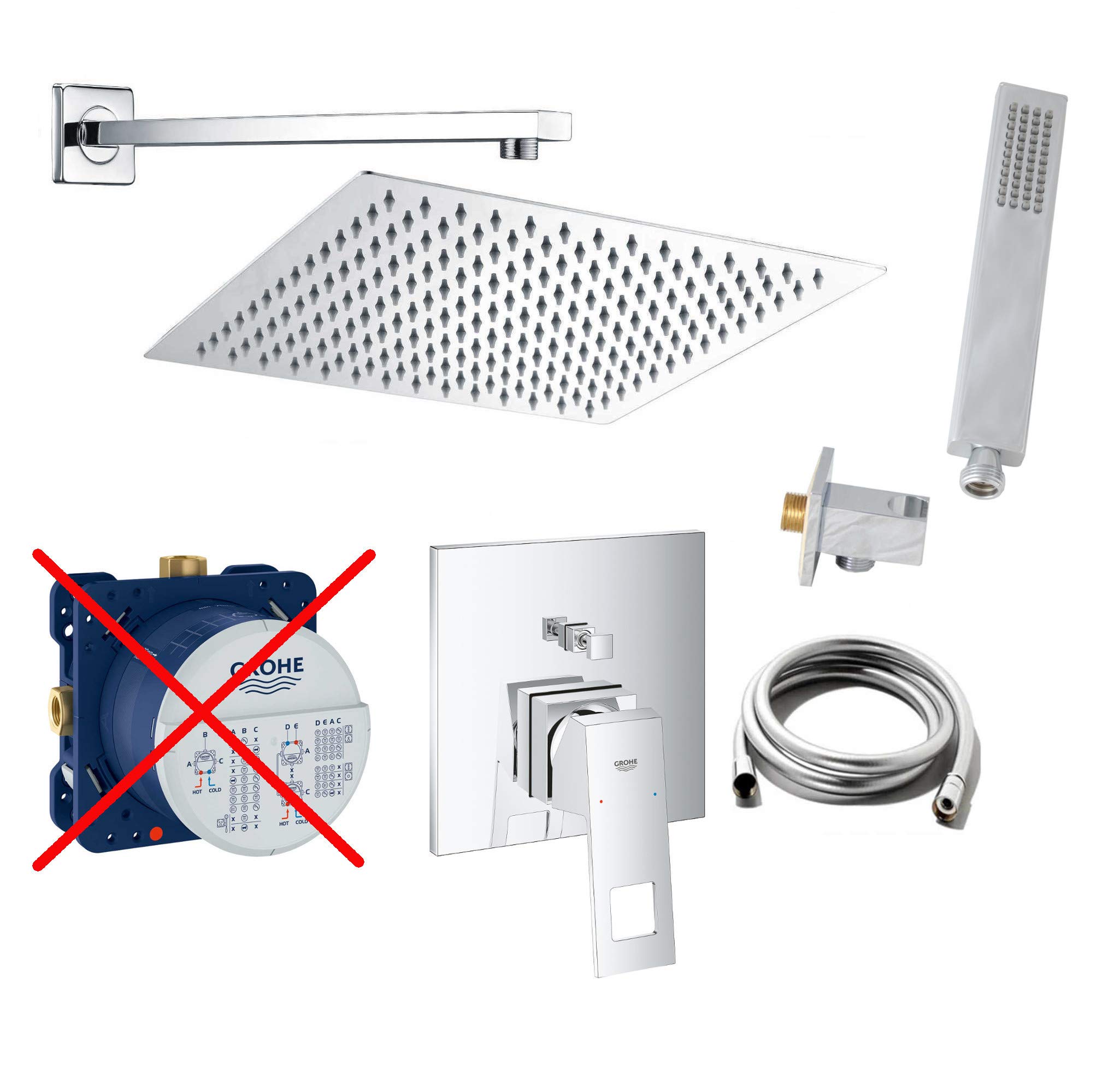 vanvilla Duschsystem Unterputz mit Duscharmatur Grohe poliert G01-ob