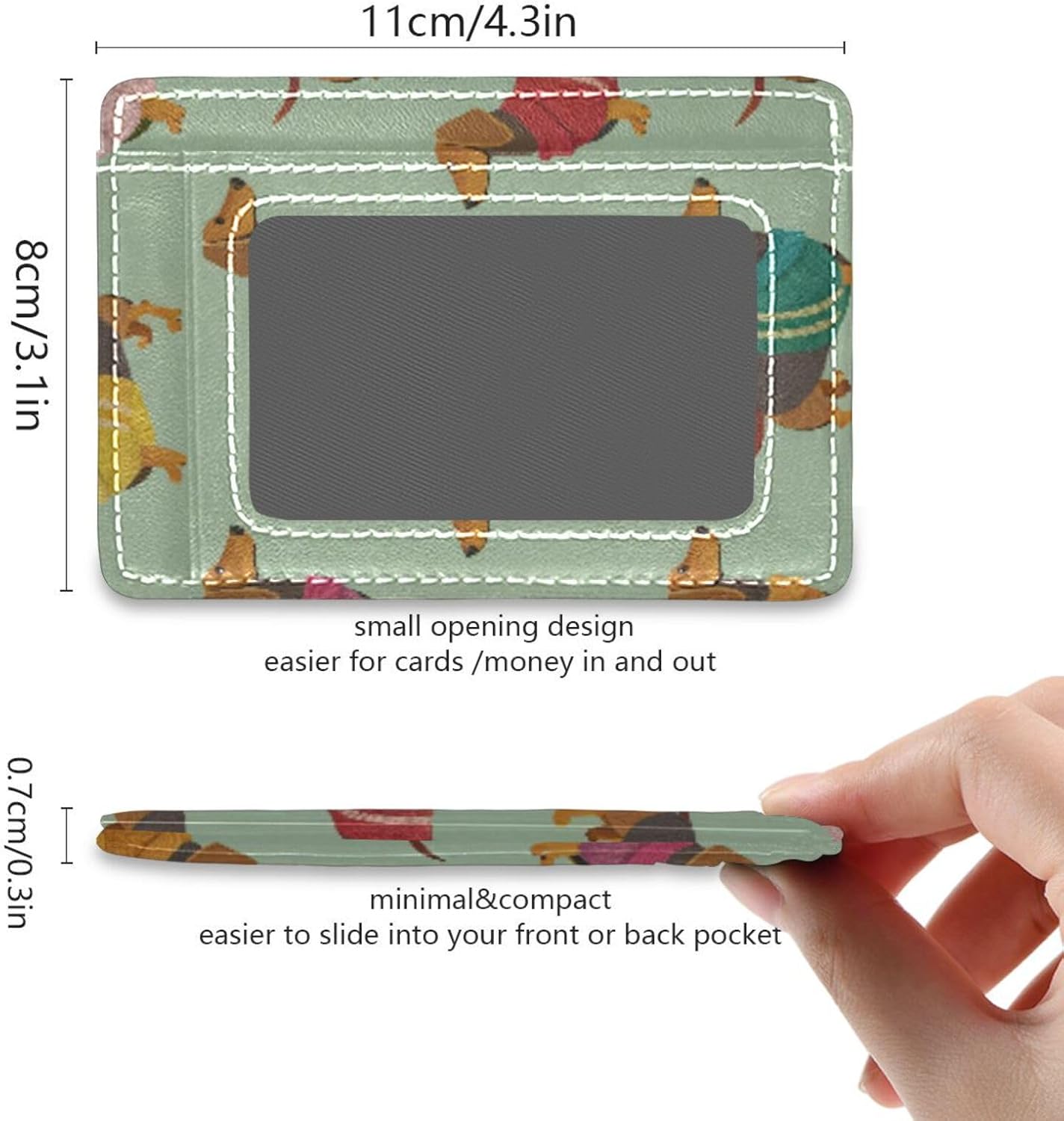 Cute Dachshunds Card Holder Slim Front Pocket Wallet Minimalist RFID Blocking Credit Card Case for Women Men
