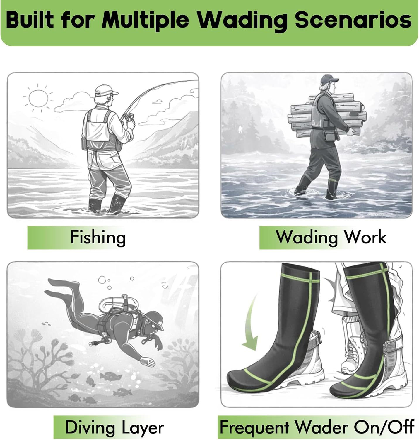 Riverruns Wading Socks, Nylon Fishing Wader Socks for Men and Women Outdoor Fishing, Surfing, Wakeboarding - Image 7