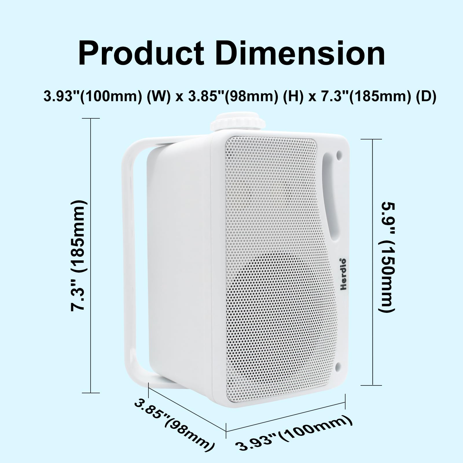 Herdio pasywny głośnik zewnętrzny 3,5", 200 W, 3-drożny, wodoszczelny, odporny na warunki atmosferyczne, wysoka wydajność, do ogrodu i zewnątrz, w łodzi