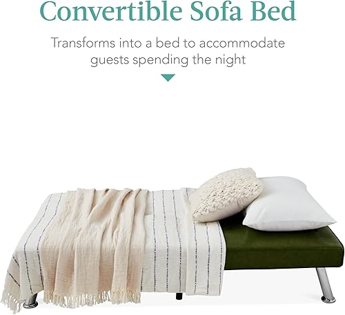 Miniatura 73 de Futón sofá cama para entretenimiento Best Choice Products, moderno, se dobla y reclina, muebles, con posavasos Negro -,Azul,Borgoña,amarillo