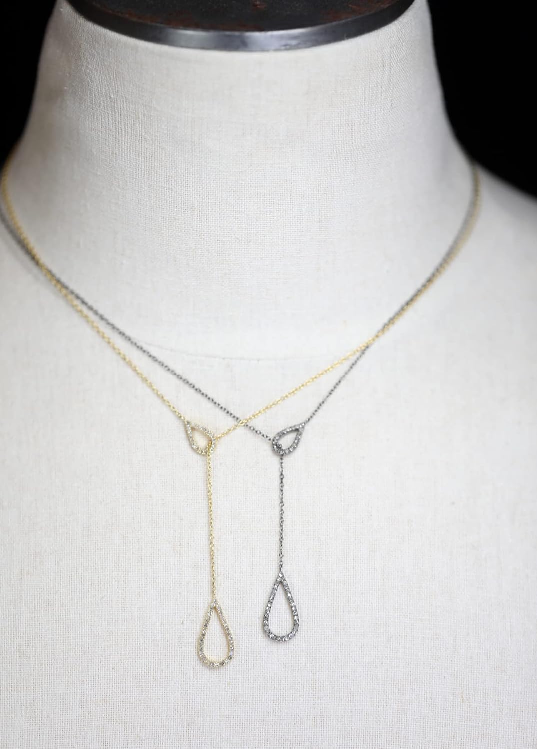 Genuine Diamond Lariat Necklace- 14k Gold Sterling Silver- Genuine Pave Diamonds- Unique- Valentine's Day Mother's Day Graduation Women's Jewelry Gift Idea - Image 6