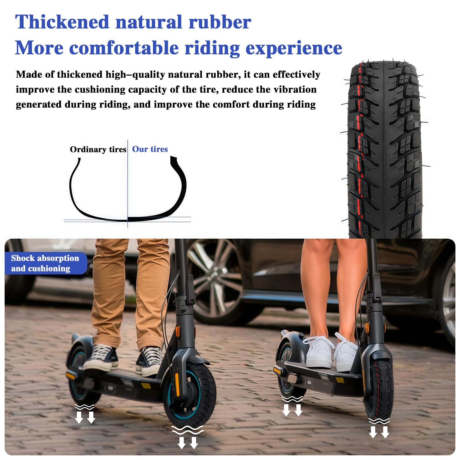 Pneu Tubeless AntidéFlagrant 60/70-6,5 10 Pouces, Roues De Rechange pour Trottinette, Pneu Tubeless Auto-RéParable, Pneu Tout-Terrain à Vide 60/70-6,5