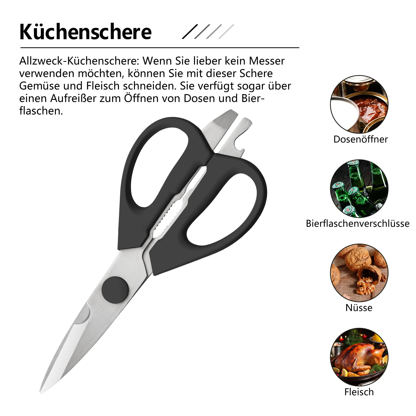 Messerblock Set 8 Teilig mit Messerschärfer, Edelstahl Küchenmesser Set mit Holz Messerblock, Kochmesser 20 cm, Brotmesser, Santokumesser, Universalmesser, Schälmesser, Küchenschere