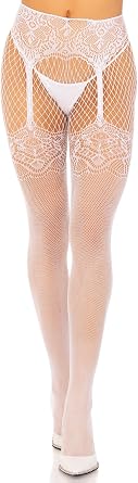 Leg Avenue Womens Fishnet Tights with Faux Garter Belt