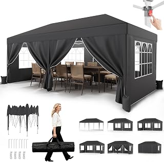 JUMMICO Pavillon 3x6 Wasserdicht Stabil Winterfest Höhe Verstellbar