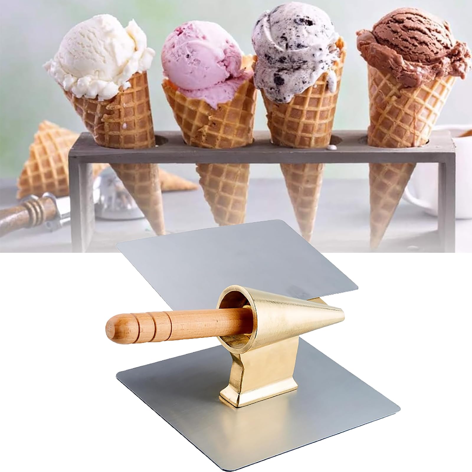Molde de cono de helado, cilindro de cobre puro de 41 mm con mango cómodo, ideal para hacer helados y hacer prototipos rápidos, duradero y fácil de usar