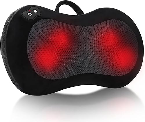 Shiatsu Masajeador de espalda para aliviar el dolor de tejido profundo, con calor inalámbrico portátil masajeador de espalda y cuello, amasado 3D,