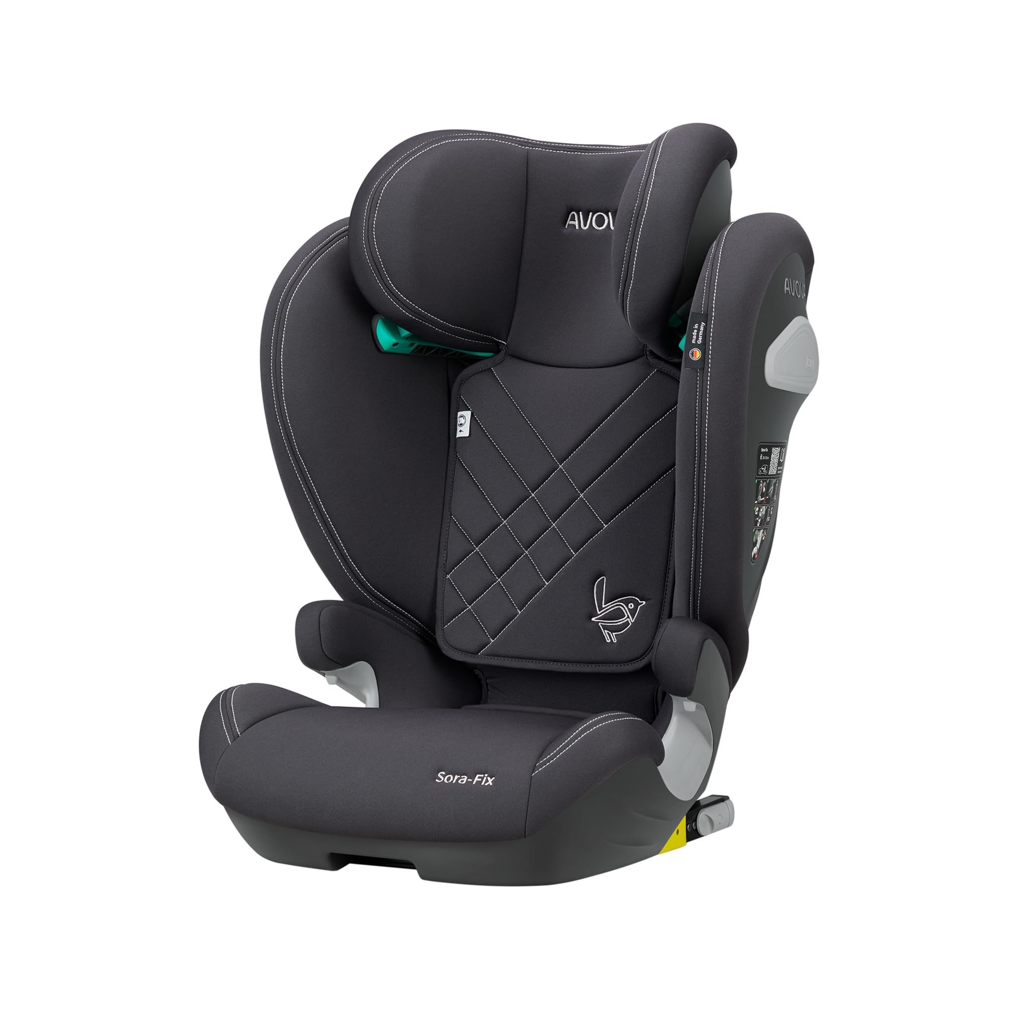 AVOVA Sora-Fix (Koala Grey) der Folgesitz geeignet von 100 bis 150 cm, 4 bis 12 Jahre, mit Isofix, Booster Autositz