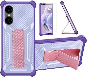 bojioderf Case Compatible for BLU G63 Phone Case Cover [with Tempered Glass Screen Protector] Hybrid Case [Folding Support Magnetic] [Frosted Anti-Fingerprint] Purple