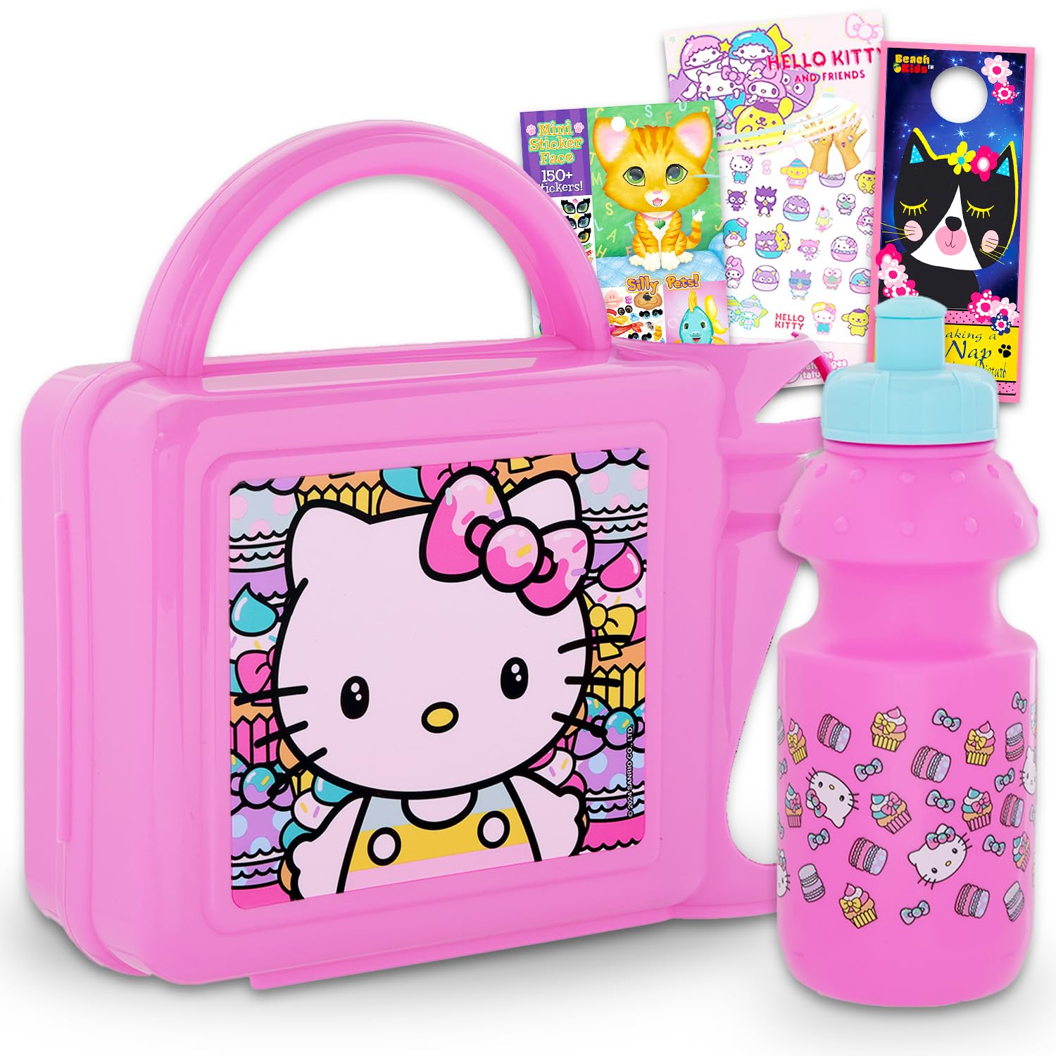 Boîte à déjeuner Hello Kitty pour l'école ensemble gourde et stickers fillettes