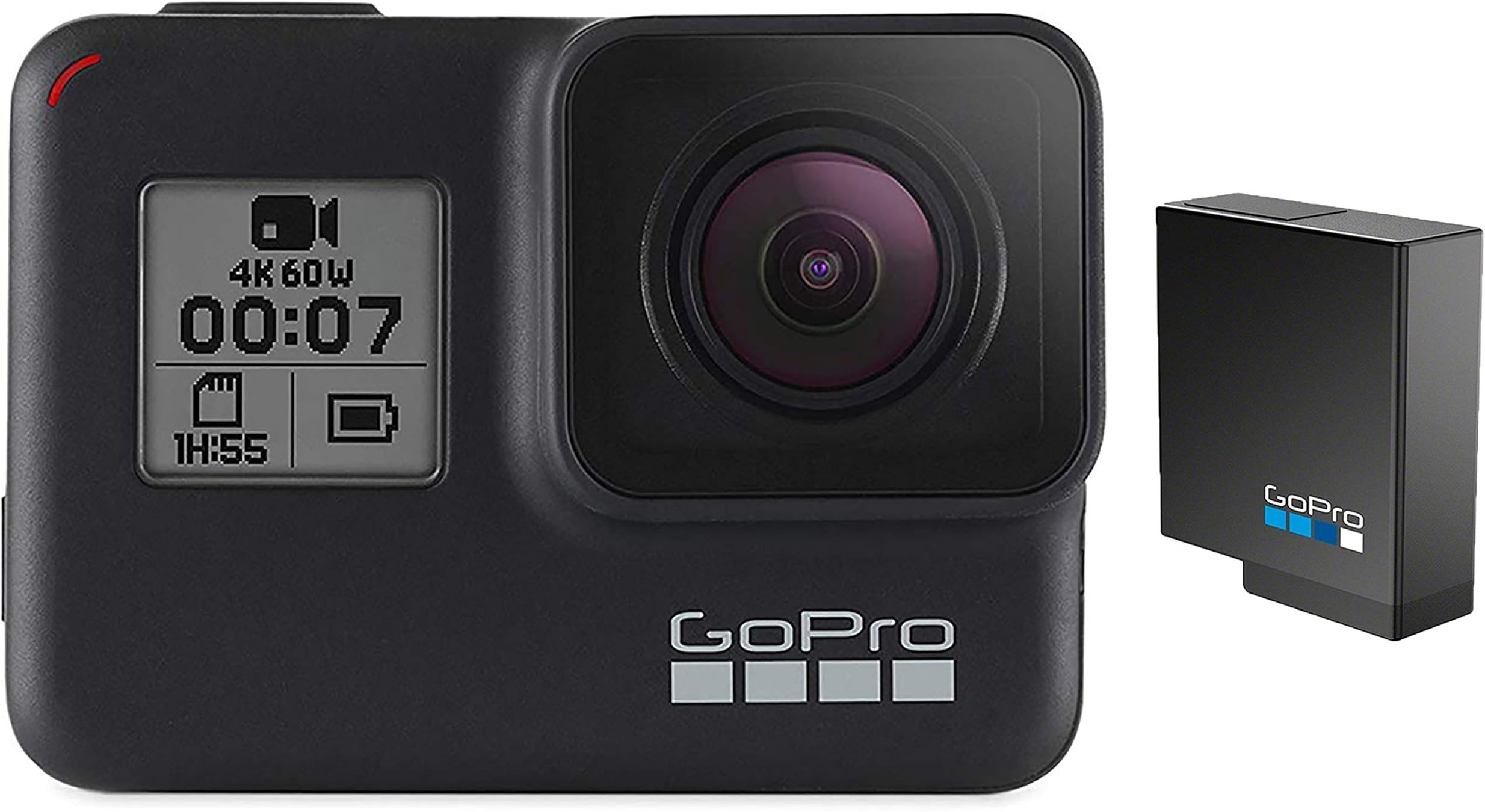 GoPro HERO7 Black + Extra Battery - E-Commerce Packaging - Waterproof Digital Action Camera with Touch Screen 4K HD Video 12MP Photos Live Streaming Stabilization
