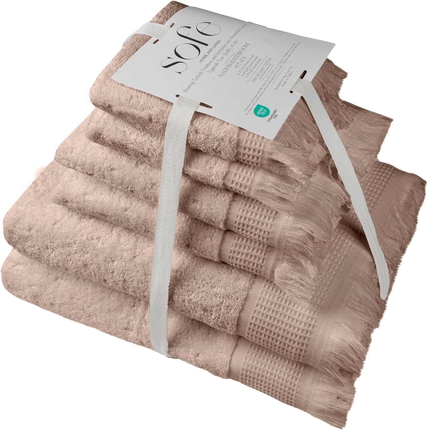 SOFE H&L | NADIAS Luxury Turkish Cotton Towel Set of 6 (2 Bath Towels 2 Hand Towels 2 Wash Cloths) Moon | Light, Premium, Soft, Durable, Absorbent - Hotel Quality Towel Set for Bathroom - Image 8