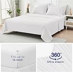 HYMOKEGE Kit de confort Reine Blanc Seersucker 7 Pièces, Lit de luxe en toute saison dans un sac pour chambre à coucher, Ensemble de lit avec consolateurs, Draps, Oreillers & Shams