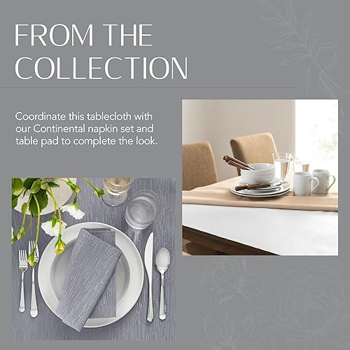 Miniatura 5 de Elrene Home Fashions Continental - Mantel de textura sólida resistente al agua y a las manchas, 90 pulgadas, redondo, color gris