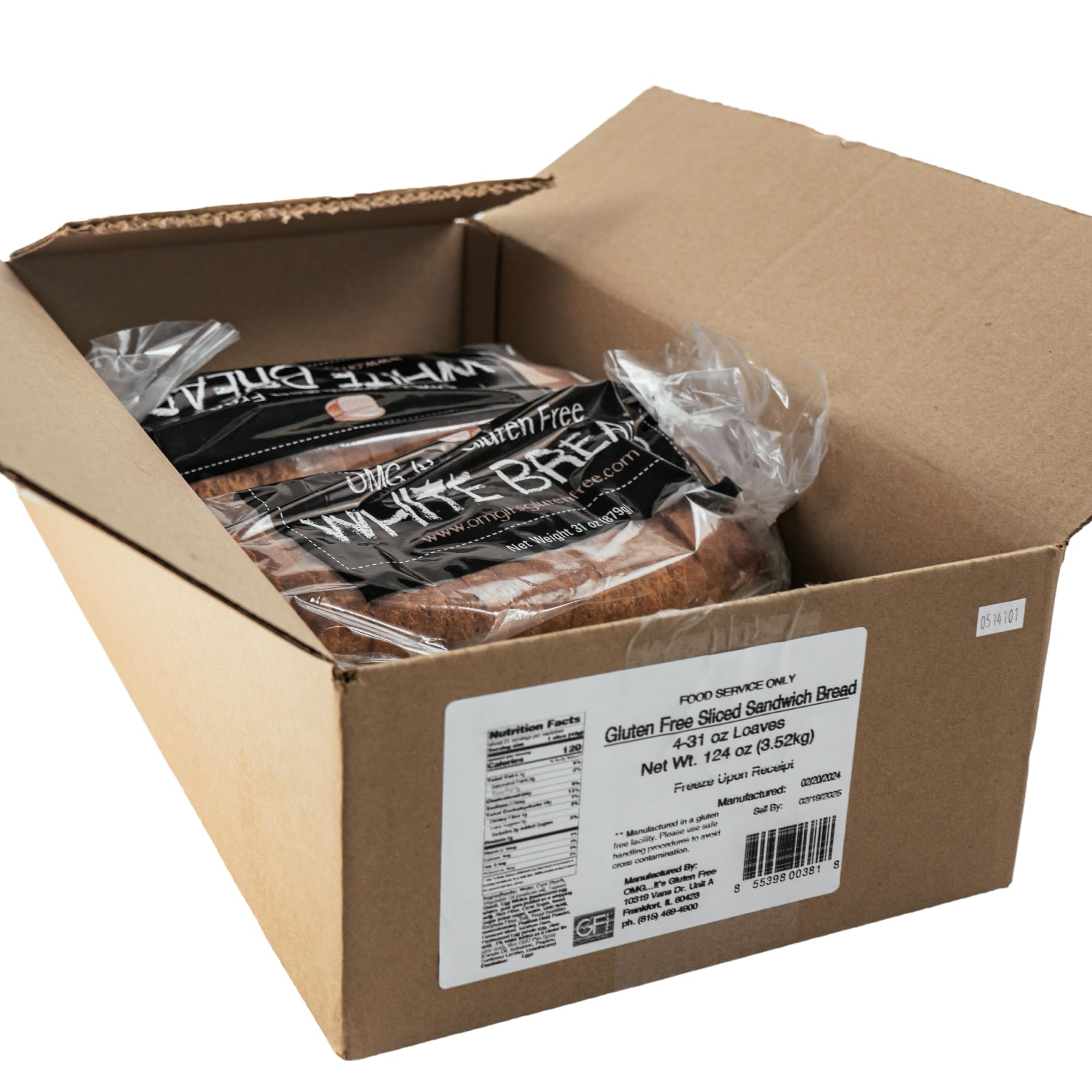 OMG It's Gluten Free White Sandwich Bread by OMG...It's Gluten Free – 4/31.00 Ounce, No Color, Pack of 4, Model Bread, Sandwhich, White, Sliced, 4 x 31