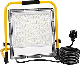 OUSIDE Foco de Trabajo LED 150W, Portátil Luz de Trabajo con Cable de Goma VDE 3G 0,75 mm² de 4 m,15000 LM, 6500K Luz Blanca, IP66 Impermeable para Obras de Construcción, Reparaciones
