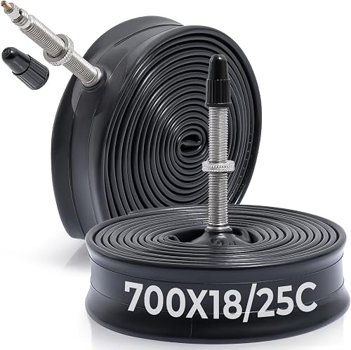 2 tubi per bici di alta qualità, 700 x 18 C/20 C/23 C/25 C, compatibili con pneumatici da 700 x 18 C a 700 x 25 C, con valvola Presta FV48 mm, gomma butilica, utilizzati per mountain bike, cruiser