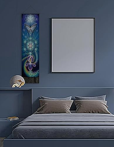 Miniatura 6 de Leedpart Tapiz bohemio largo de tela para colgar en la pared, tapiz vertical de luna y sol, decoración con borlas para dormitorio, sala de estar,