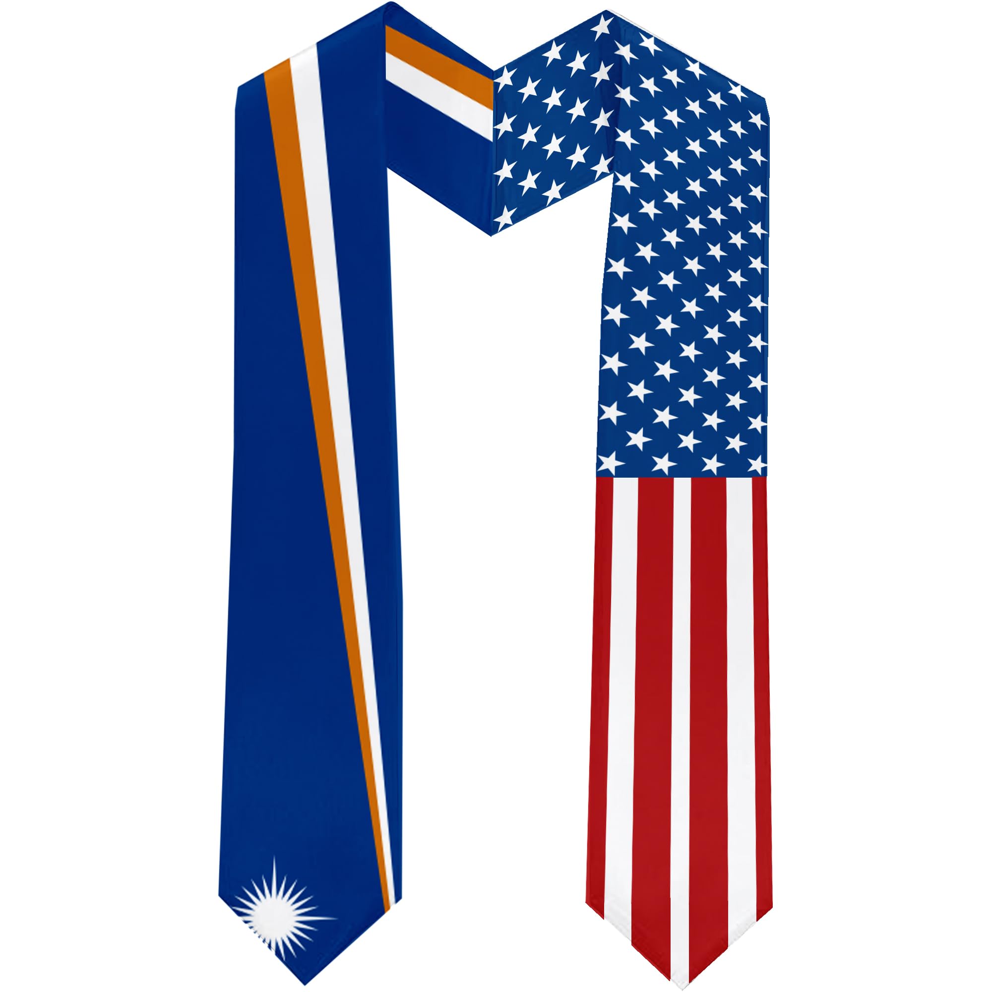 2025 The Marshall Islands Flag and USA Flag Graduation Stole Graduation Sash for International Student (Baccalaureate Gown and Hat Not Included)