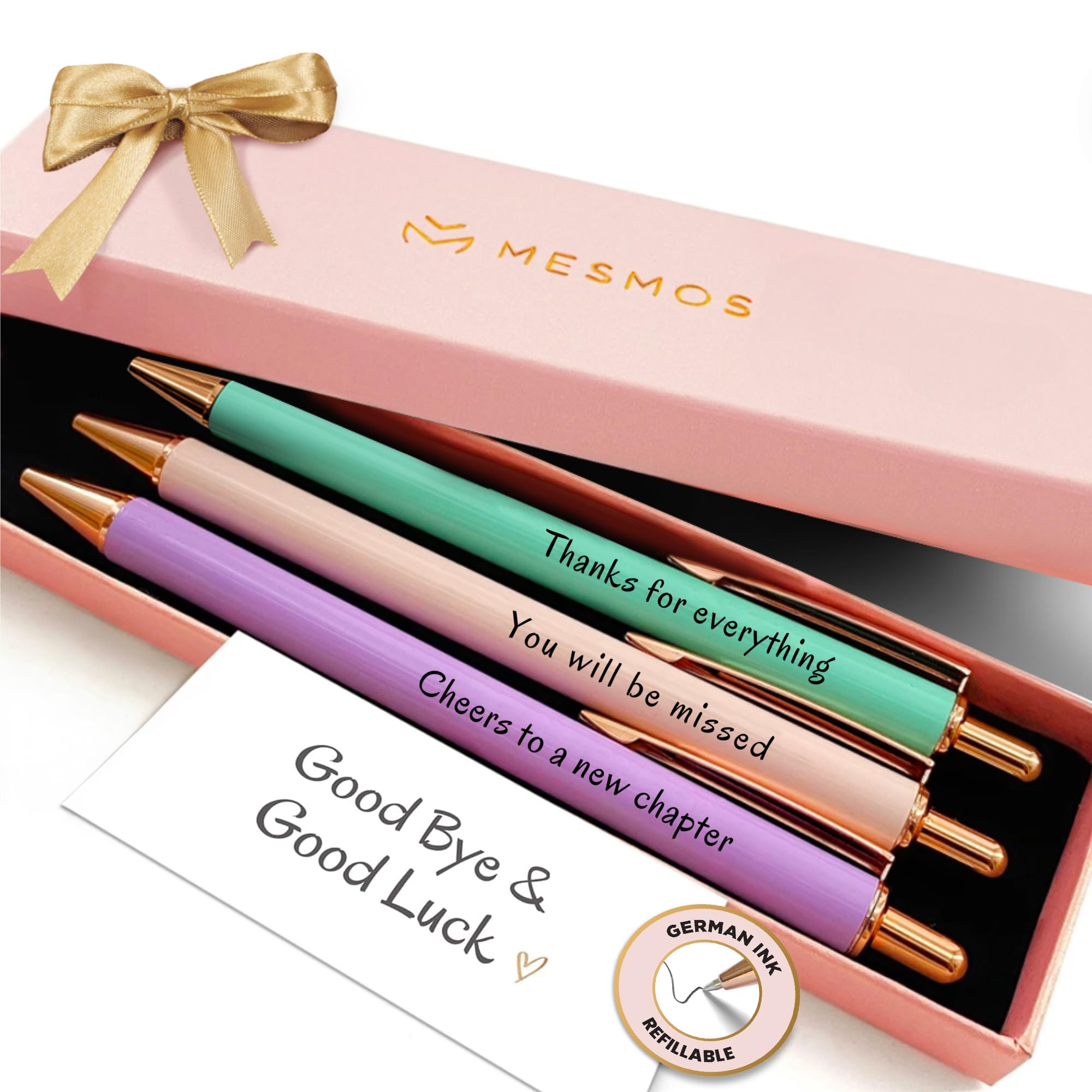 MESMOS 3pk Fancy Pens, Retirement Gift for Women, Farewell Gifts for Coworkers, Cool Happy Retirement for Teacher, Goodbye for Coworkers Women, Going Away Gifts for Friends