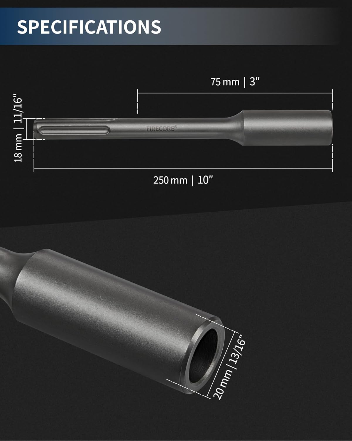 SDS Max Floor Scraper with Replaceable Blade, Firecore 6 Inch Thinset Removal Chisel Bits for SDS Max Rotary Hammer Drill, SDS Max Ground Rod Driver for 5/8 Inch & 3/4 Inch Ground Rods