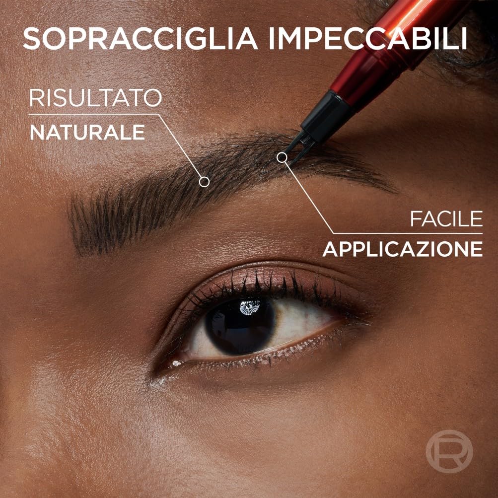 L'Oréal Paris Penna Sopracciglia, Per Sopracciglia Folte e Colorate, Tenuta Fino a 48H, Effetto Ultra Naturale, No Transfer, Infaillible Faux Brow, Tonalità: Dark Brunette, 1 g