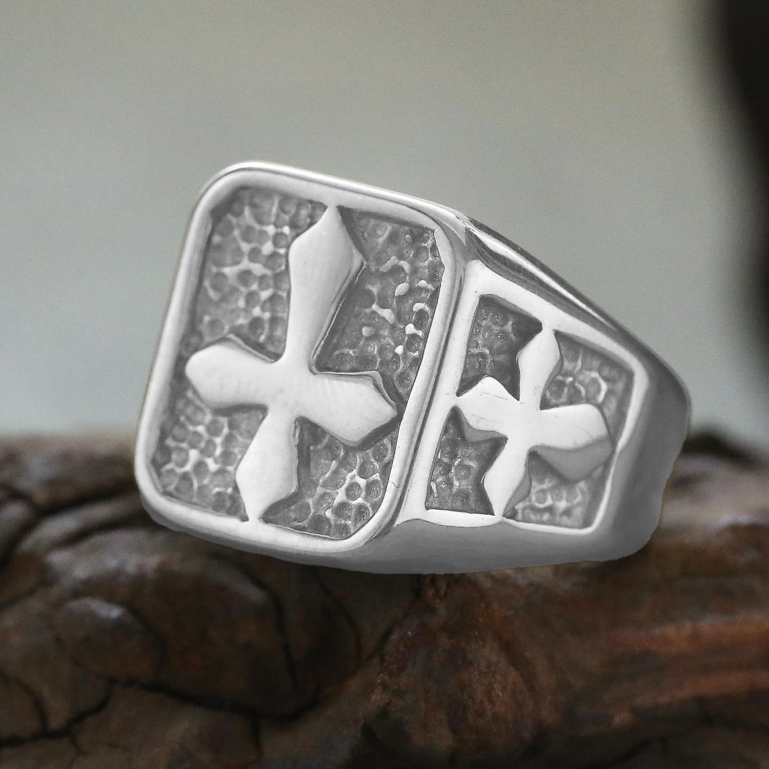 Cross Ring for Men,Stainless Steel Religion Silver Cross Ring Gothic Style Statement Jewelry Christian Jewelry Size 8-12 - Image 2