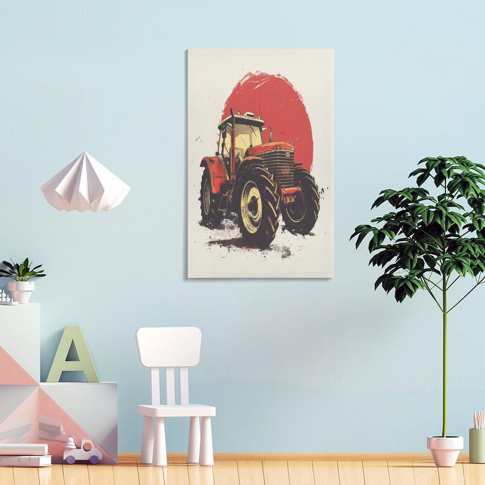 VFKLZCNYR Tractor - Cuadro decorativo impreso sobre lienzo de arte de la calle, graffiti lienzo, pintura mural arte carteles e impresiones, ilustraciones ilustrativas para salón, decoración regalo de