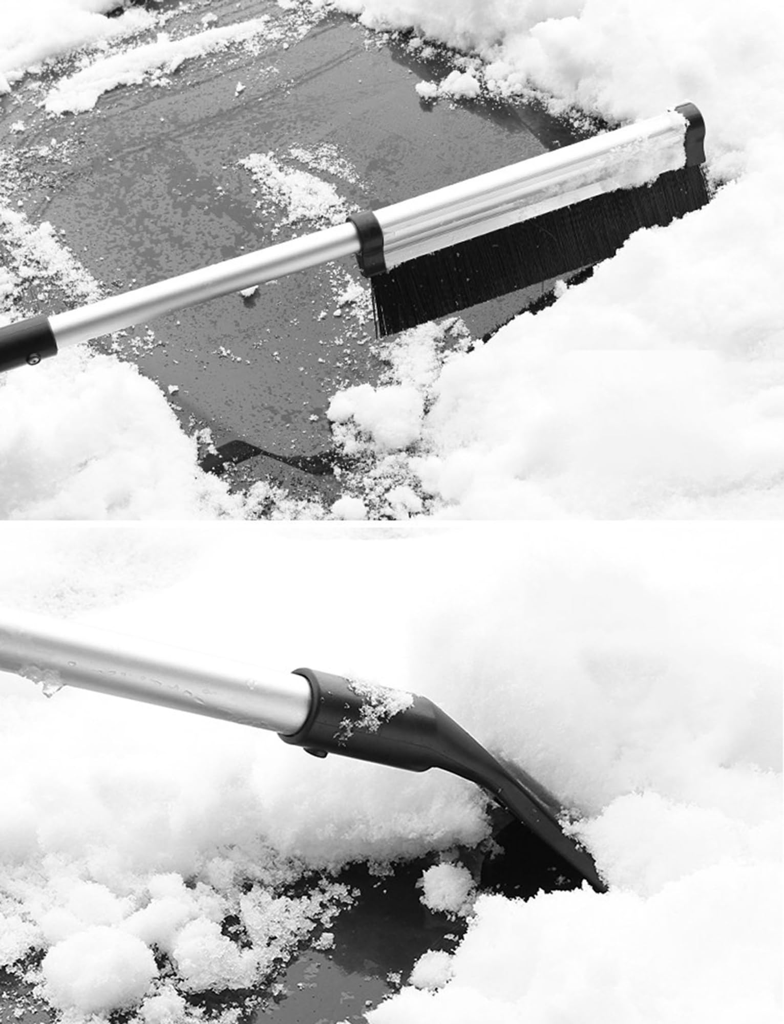 Eiskratzer und Schneebesen Werkzeug für Auto und LKW, ausziehbarer Griff, abnehmbarer Schaber für Wintereisentfernung, unverzichtbare Fahrzeug-Winterausrüstung