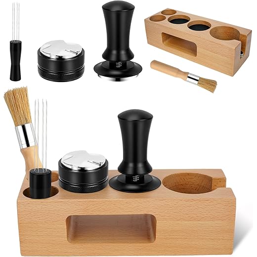 Y-Step 5 Pack Espresso Tamper Set Espresso Accessories Kit, With Espresso Tamper Coffee Distributor, Espresso Stirrer, Espresso Tamping Station, Coffee Clean Brush, Espresso Tools for Coffee Bar, 51mm