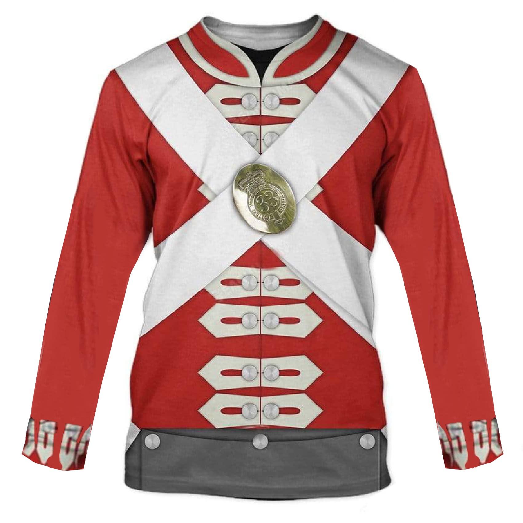 Createcos Historical Hoodie Medieval Knight Hoodie Revolutionary War Army Uniform 3D Printed Jacket Halloween Costume, British Army Redcoats Long Sleeves Shirt, S