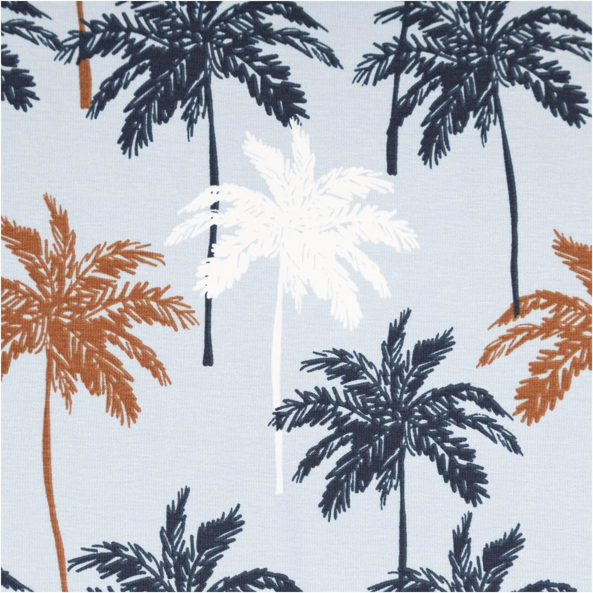 Jersey Cotton Jersey Palm Trees Blue 1.45 m Wide Fabric Sold by the Metre Ideal for Clothes, Sweaters & Blankets (145 cm Width)