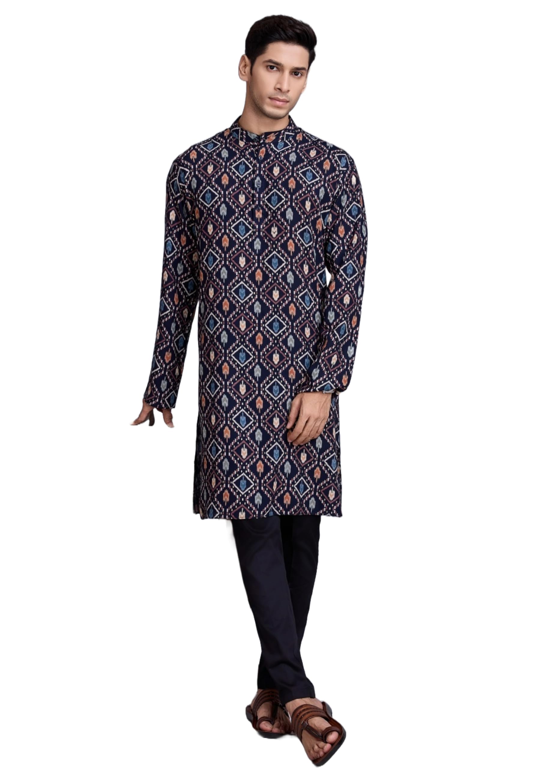 Kurta de hombre de rayón impreso ropa festiva tradicional 6