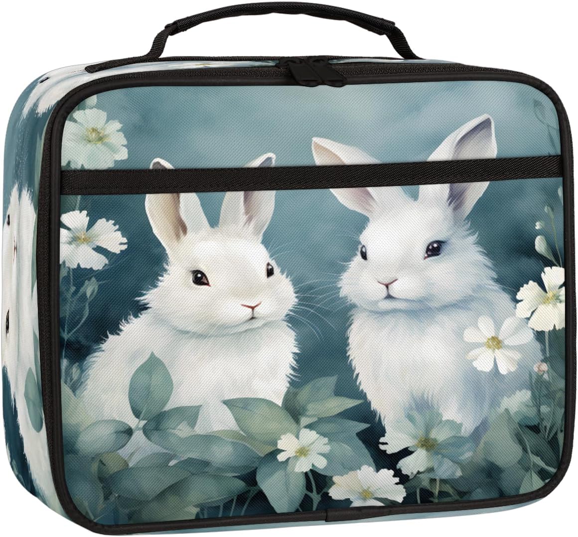 Kids Lunch Box for Boys Girls Bunny Rabbit Kids Lunch Bag Insulated Lunch Boxes Reusable Large Lunch Tote Bag for School Picnic