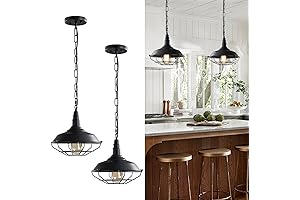 Black Farmhouse Wire Cage Pendant Light Set