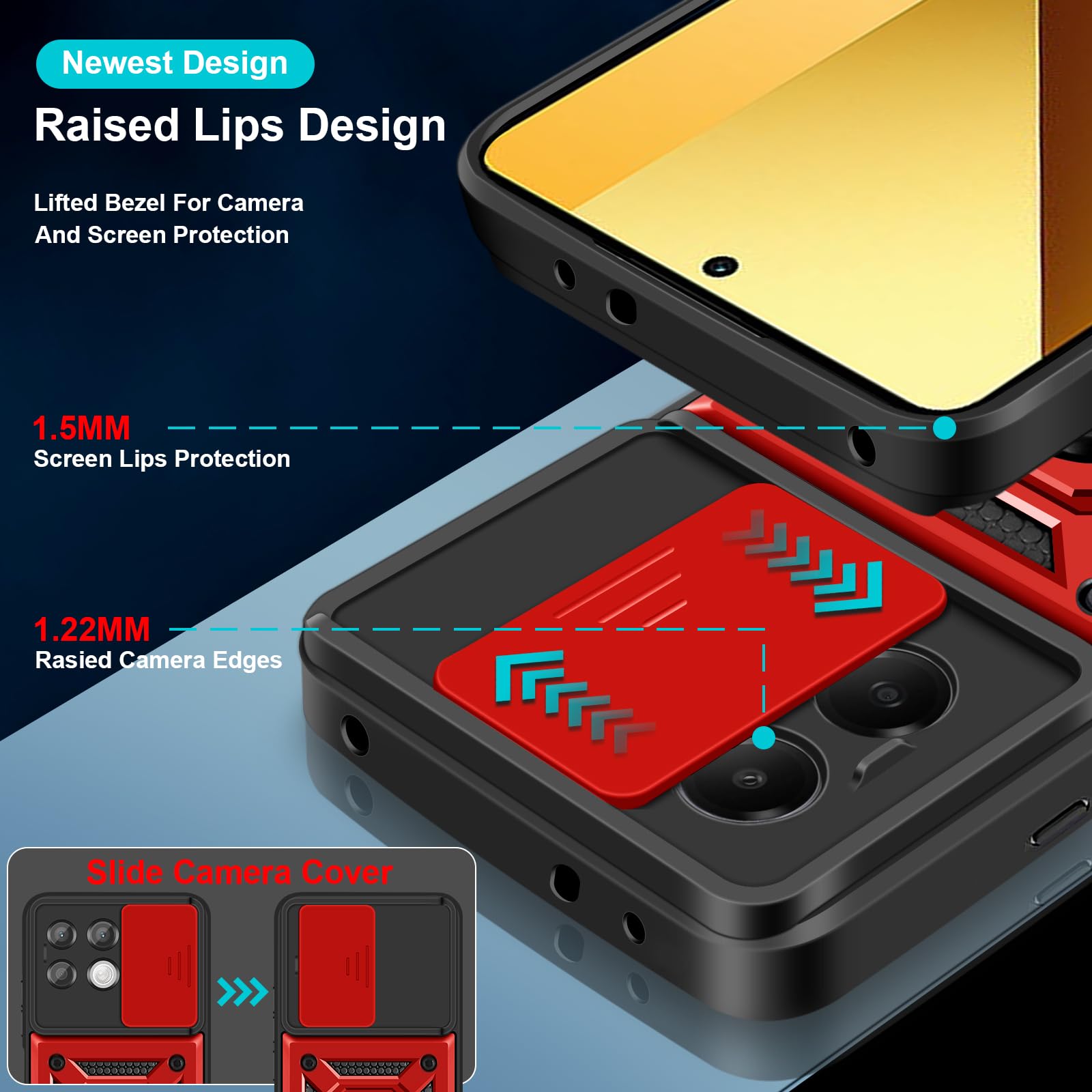 Yohii Handyhülle Für Xiaomi Redmi Note 12 4G – Mit 360° Ring-Ständer, 2 Schutzfolien & Kameraschutz, Grün