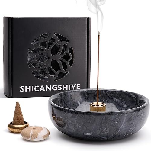 SHICANGSHIYE Soporte para incienso de mármol natural, atrapasaminos, soporte perfecto para entusiastas de la meditación y el yoga, cuenco de