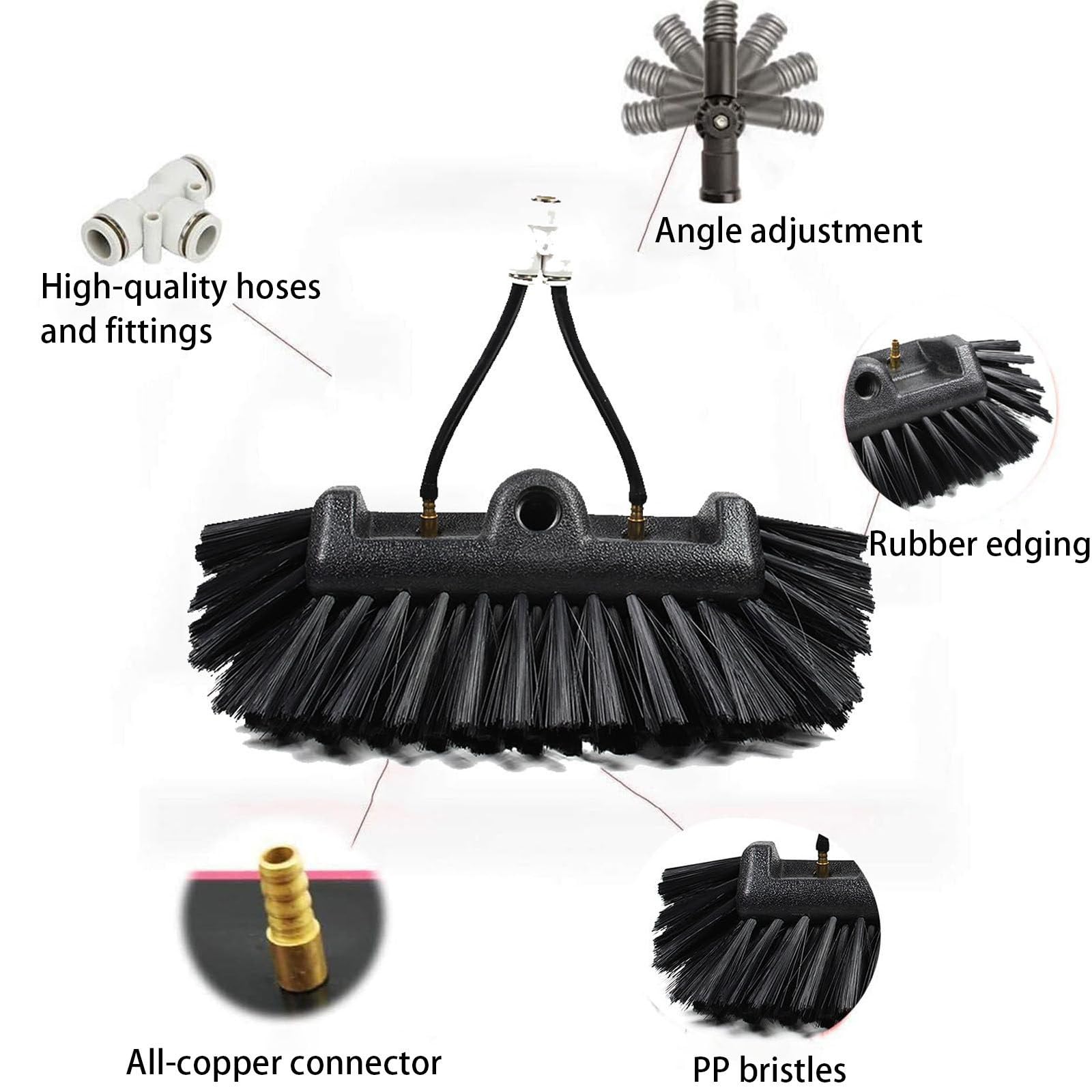 Cepillo para Limpieza De Ventanas, Poste Alimentado con Agua con Mango Extendido Y Manguera De Agua, Kit De Limpieza De Paneles Solares con Poste De ExtensióN,6m(20ft)
