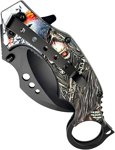 Miniatura 6 de MADSABRE Skull Collection - Cuchillo plegable EDC táctico de bolsillo con clip, 7 pulgadas, cuchillos de supervivencia para campamento al aire